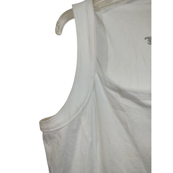 3862) Chaus White Square Neck Organic Cotton Tank Top XL - Picture 3 of 5